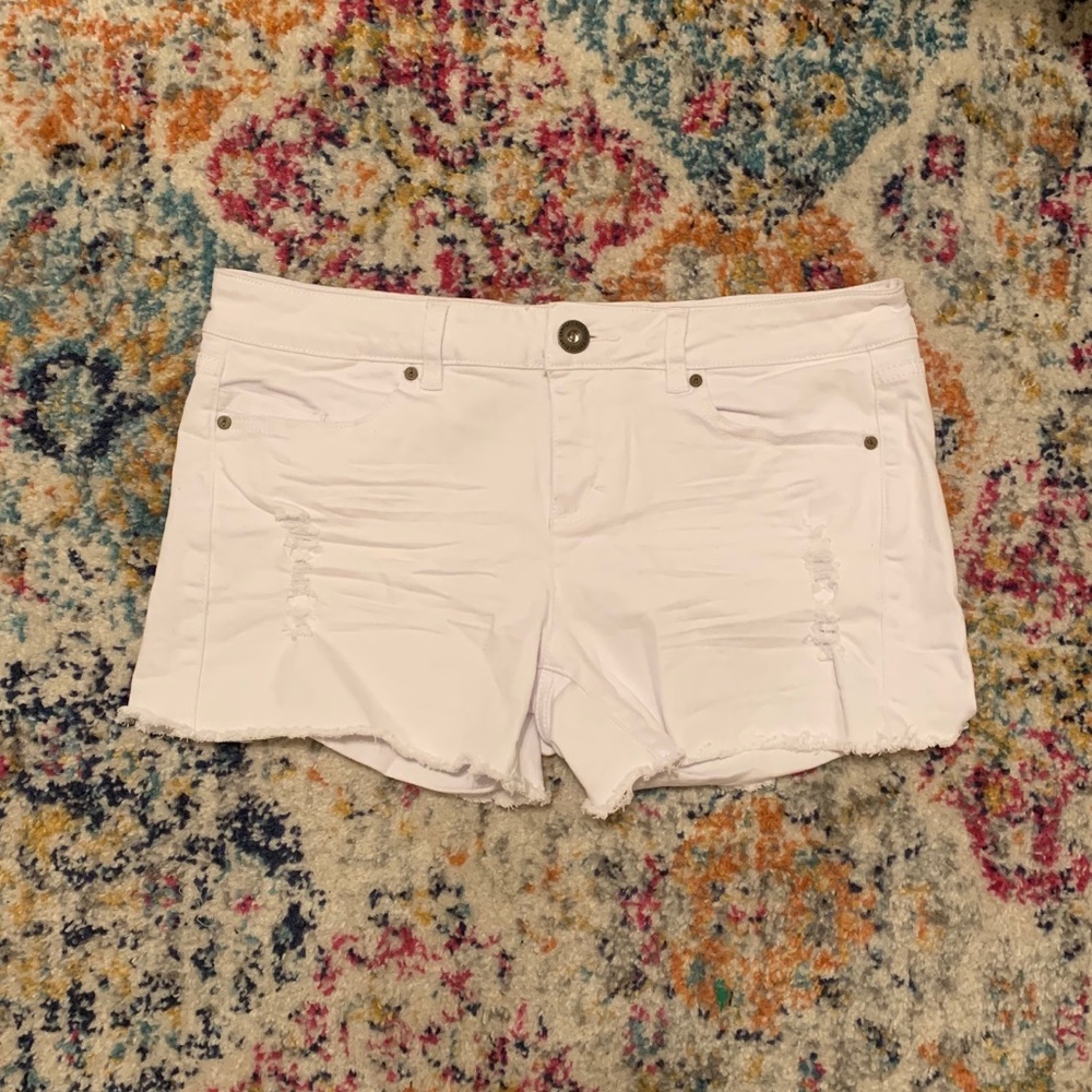 White jean shorts